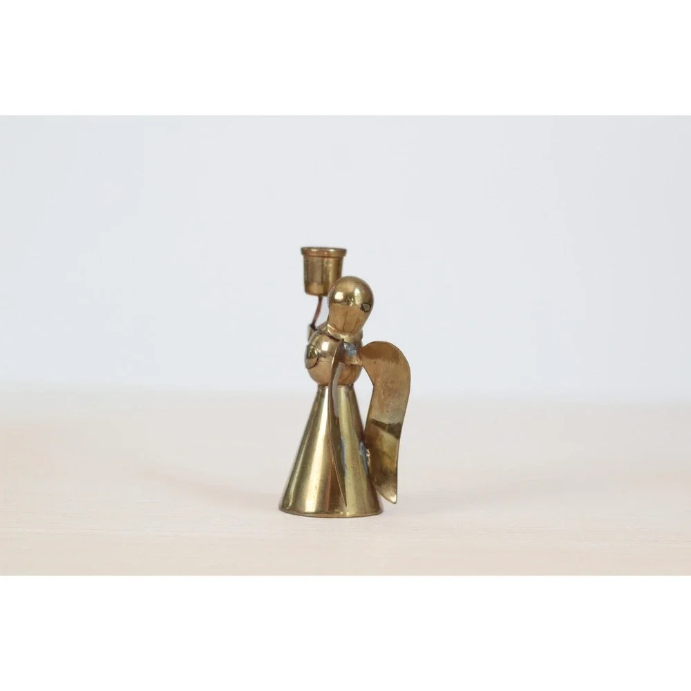 Vintage Brass Angel Candle‎ Holder, Mid-Century Holiday Decor
